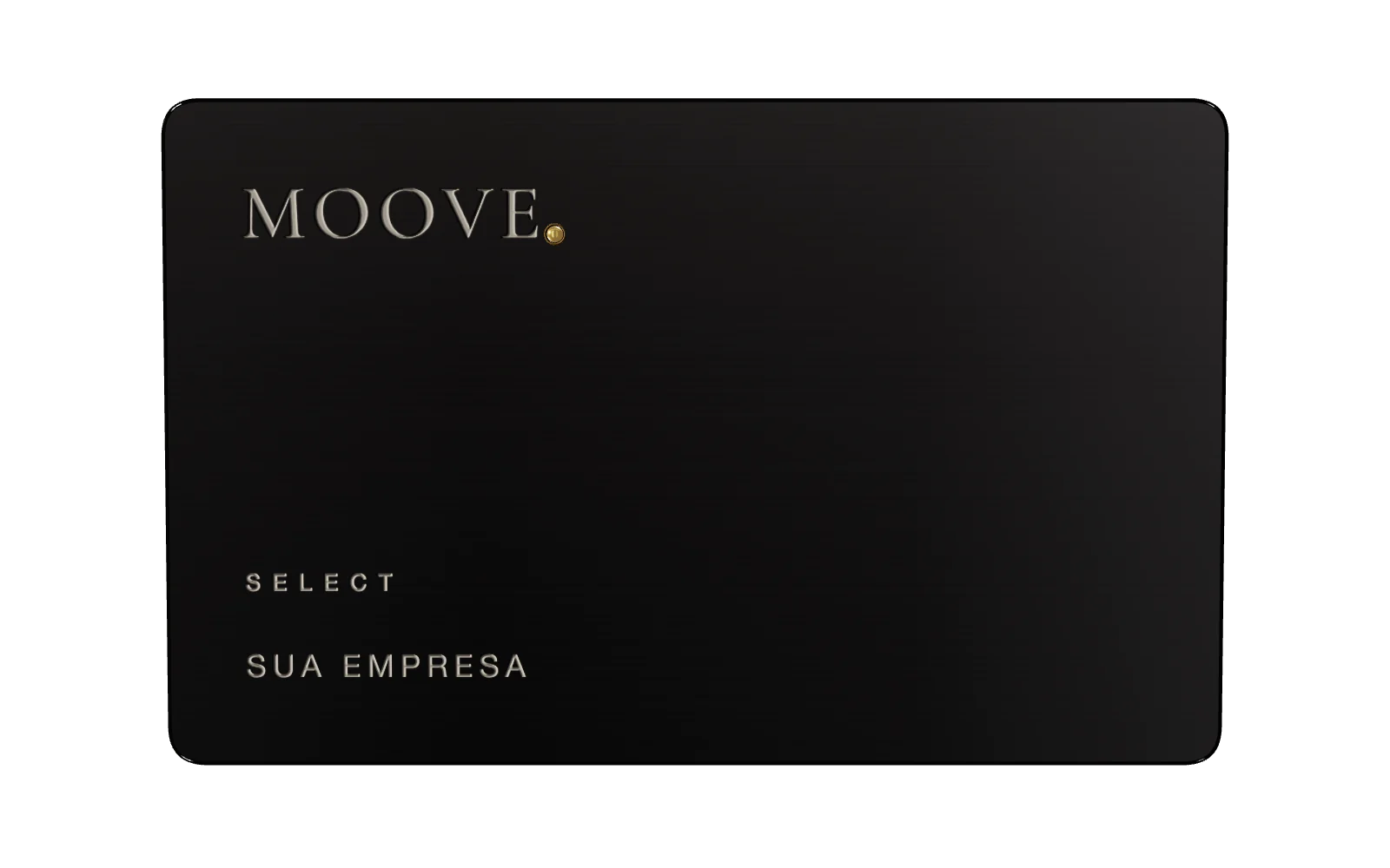 Cartão de metal preto MOOVE Select, com a bolinha dourada.